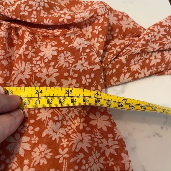 Free People Serena Floral Rust Orange Tunic Blouse Womens Size Large - Picture 6 of 7